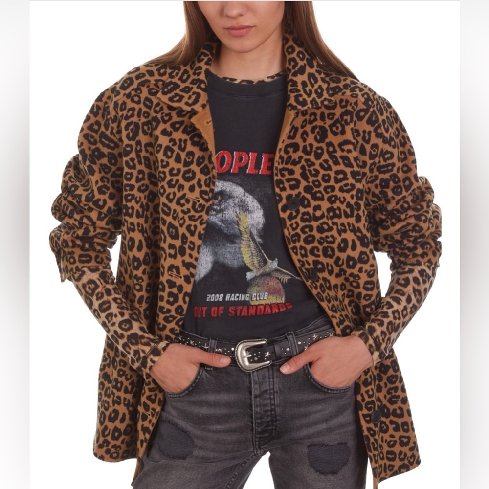 The Kooples wool-blend leopard print shirt jacket Size Large NWT